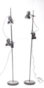 TWO 1980S RETRO INDUSTRIAL STANDARD FLOOR STANDING LAMPS
