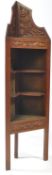 19TH CENTURY VICTORIAN CARVED OAK CORNER ETAGERE WHATNOT BOOKCASE