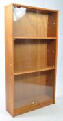 BRITISH MODERN DESIGN - MID CENTURY TEAK WOOD UPRIGHT LAWYERS LIBRARY BOOKCASE CABINET