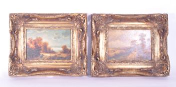 TWO VICTORIAN OIL ON BOARD COUNTRYSIDE PAINTINGS