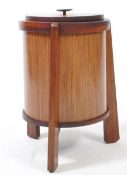 VINTAGE MID CENTURY TEAK BARREL CYLINDER SEWING BOX