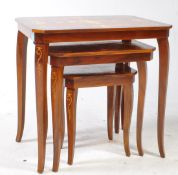 20TH CENTURY MARQUETRY INLAID NEST OF THREE SORRENTO WARE ITALIAN TABLES