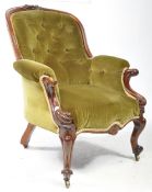 19TH CENTURY VICTORIAN WALNUT LIBRARY ARMCHAIR