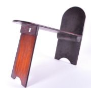 A 19TH CENTURY FOLDING MAHOGANY GOUT STOOL - FOOTSTOOL