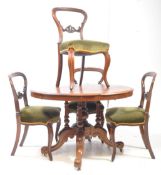 19TH CENTURY VICTORIAN BREAKFAST TABLE & FOUR CHAIRS