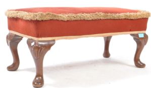 QUEEN ANNE REVIVAL MID CENTURY UPHOLSTERED FOOTSTOOL