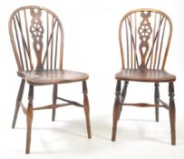 PAIR OF VICTORIAN WHEELBACK BEECH & ELM WINDSOR DINING CHAIRS