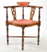 EARLY 20TH CENTURY EDWARDIAN MAHOGANY INLAID CORNER CHAIR
