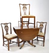 SET OF 4 CHINESE CHIPPENDALE DINING CHAIRS & DROP LEAF DINING TABLE