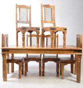 LATE 20TH CENTURY PINE DINING TABLE & SET OF 6 DINING CHAIRS