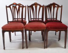 SIX 19TH CENTURY DUTCH MARQUETRY INLAID DINING CHAIRS