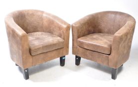PAIR OF CONTEMPORARY 21ST CENTURY TUB ARMCHAIRS
