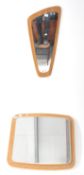 BRITISH MODERN DESIGN - TWO RETRO FAUX TEAK WALL MIRRORS