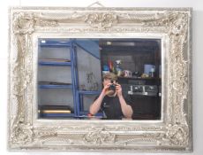 CONTEMPORARY SILVER TONE OVERMANTLE MIRROR