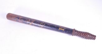 19TH CENTURY BLACK PAINTED TURNED POLICE