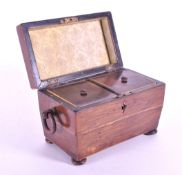 19TH CENTURY VICTORIAN WALNUT SARCOPHAGUS TEA CADDY