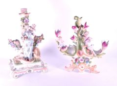 19TH CENTURY GERMAN BISQUE PORCELAIN CANDLESTICK HOLDER AND PLANTER