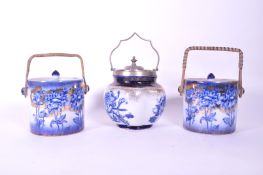 COLLECTION OF THREE 20TH CENTURY POTTERY BISCUIT BARRELS