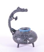 20TH CENTURY CHINESE BRONZE DRAGON STATUE INCENSE BURNER