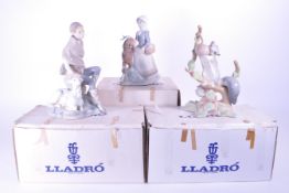 THREE LLADRO SPANISH PORCELAIN FIGURINES