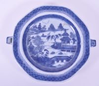 19TH CENTURY CHINESE CANTON HOT WATER OCTAGONAL SERVING PLATE