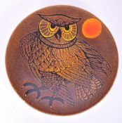 POOLE POTTERY - AEGEAN 54 LARGE OWL CHARGER DISPLAY PLATE