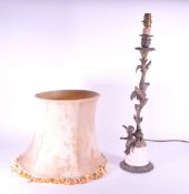 SPANISH LATE 20TH CENTURY BRASS TABLE LAMP WITH LARGE SHADE