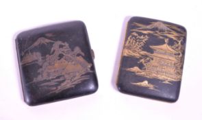 TWO 20TH CENTURY JAPANESE METAL AND BRASS CIGARETTE CASES