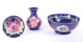 MOORCROFT - THREE 20TH CENTURY CERAMIC PIECES