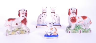 COLLECTION OF 19TH CENTURY CERAMIC FIRESIDE MANTEL ANIMALS