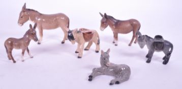 BESWICK - COLLECTION OF PORCELAIN DONKEY FIGURINES