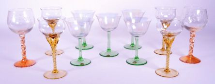 COLLECTION OF MID CENTURY ART DECO STYLE WINE GLASSES AND GOBLETS