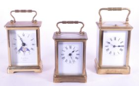 THREE 20TH CENTURY BRASS CARRIAGE CLOCKS