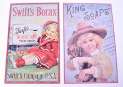 TWO VINTAGE STYLE ADVERTISING POINT OF SALE SOAP SIGNS