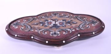 VICTORIAN 19TH CENTURY MAHOGANY FRAMED BEADWORK WALL HANGING