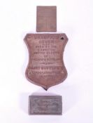 THREE LATE 19TH / EARLY 20TH CENTURY METAL PLAQUES