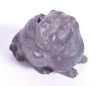 18TH CENTURY JAPANESE BRONZE SHISHI DOG INCENSE BURNER / INKWELL