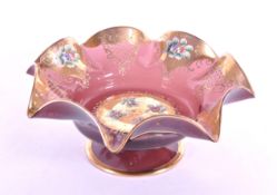 VENETIAN 19TH CENTURY HAND PAINTED GLASS COMPOTE / CENTREPIECE