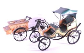TWO 20TH CENTURY MODELS OF AN ICE CREAM CART AND VICTORIAN CAR