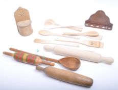 COLLECTION OF 19TH AND 20TH CENTURY WOODEN KITCHEN IMPLEMENTS