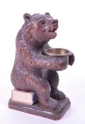 20TH CENTURY GERMAN BLACK FOREST WOODEN CARVED BEAR MATCH STRIKE