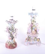 TWO EARLY 20TH CENTURY GERMAN PORCELAIN LAMP BASES