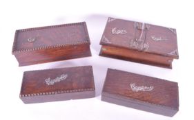 FOUR EDWARDIAN EARLY 20TH CENTURY WOODEN CIGARETTE AND CIGAR BOXES