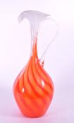 VINTAGE MID CENTURY MURANO STYLE ORANGE GLASS EWER / VASE / JUG