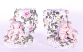 SITZENDORF - LATE 19TH CENTURY PORCELAIN EGG SHAPED VASES