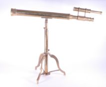 19TH CENTURY VICTORIAN BRASS FLOOR STANDING TELESCOPE