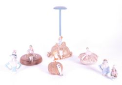COLLECTION OF LATE 19TH / EARLY 20TH CENTURY PORCELAIN LADY PIN CUSHIONS