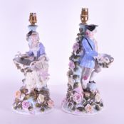 SITZENDORF - PAIR OF LATE 19TH CENTURY PORCELAIN FIGURAL CANDLESTICKS