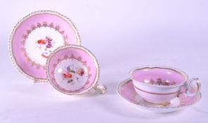 TWO ENGLISH PORCELAIN TEA CUPS & SAUCERS CRICA 1830