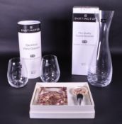 CONTEMPORARY DARTINGTON WINE DECANTER, GLASSES AND FRINGE STOPPER